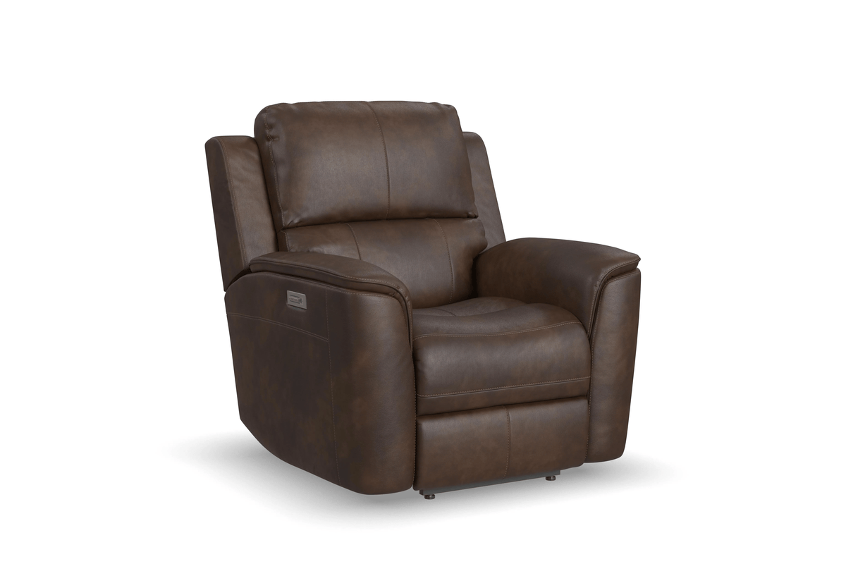 Landry Walnut Leather Triple Power Recliner 2