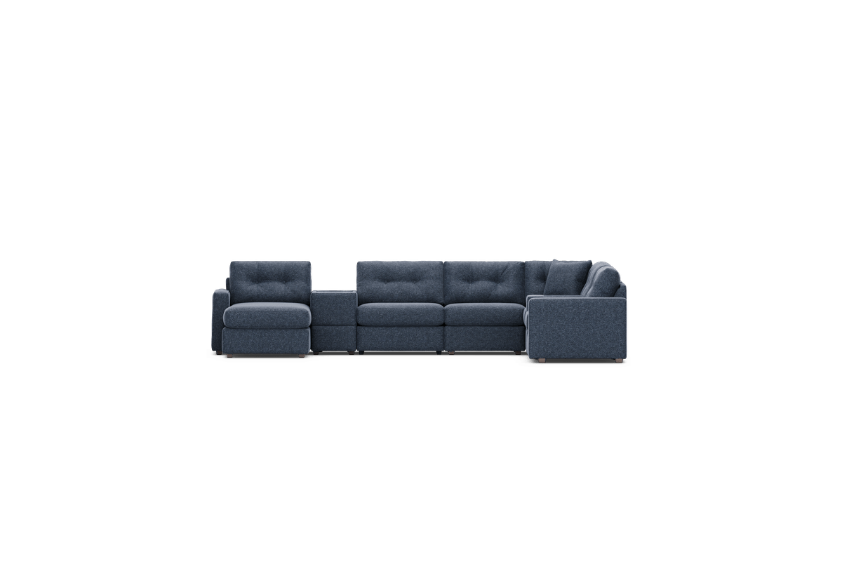 ModularOne Blue 8-Piece Sectional with E-Console & Left Arm Facing Chaise 1