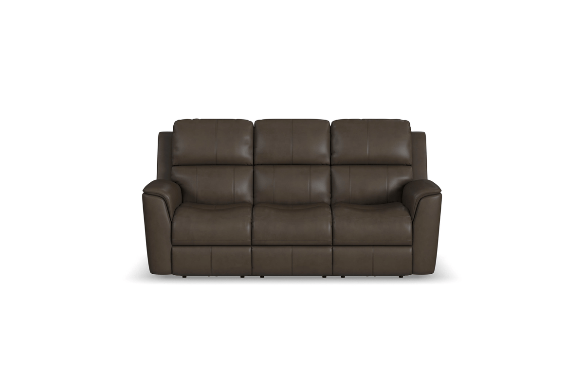Landry Grey Leather Triple Power Reclining Sofa 1