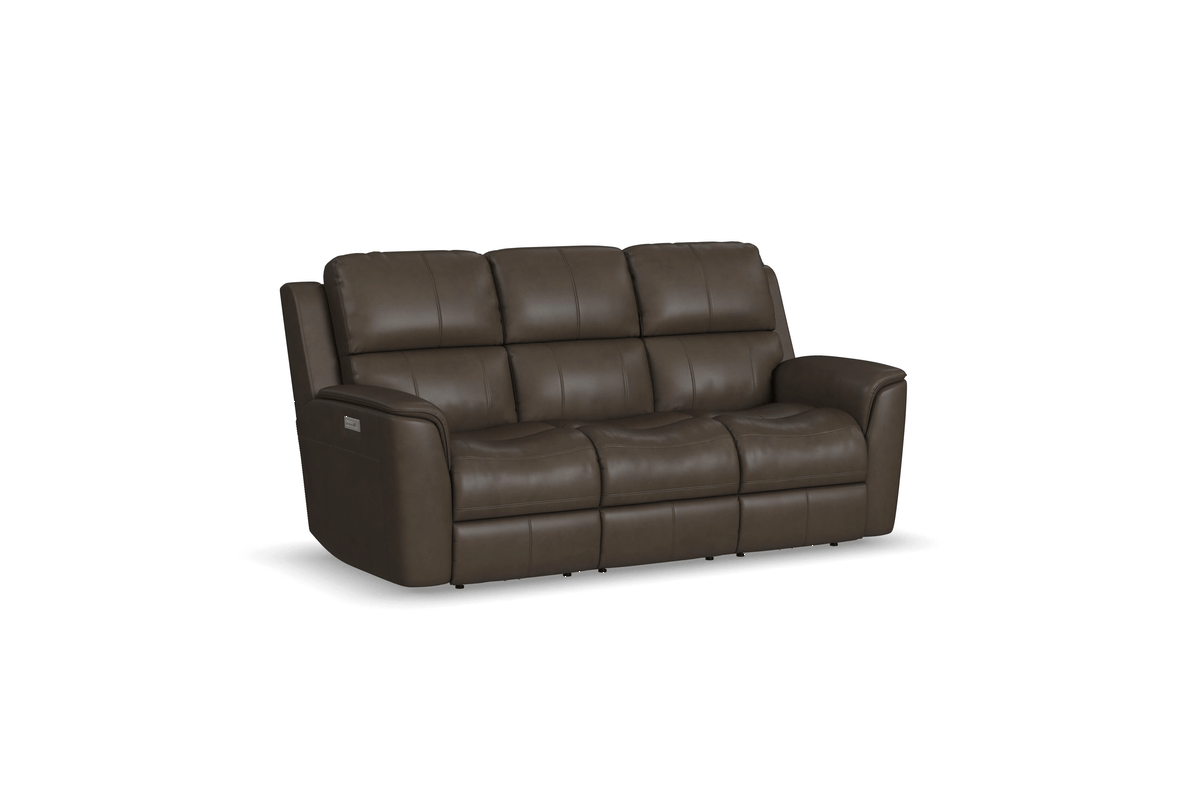 Landry Grey Leather Triple Power Reclining Sofa 2