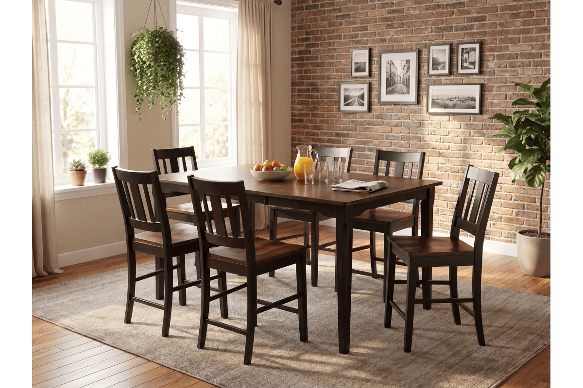 Anni-II Auburn Extendable Counter Table + 6 Stools 1