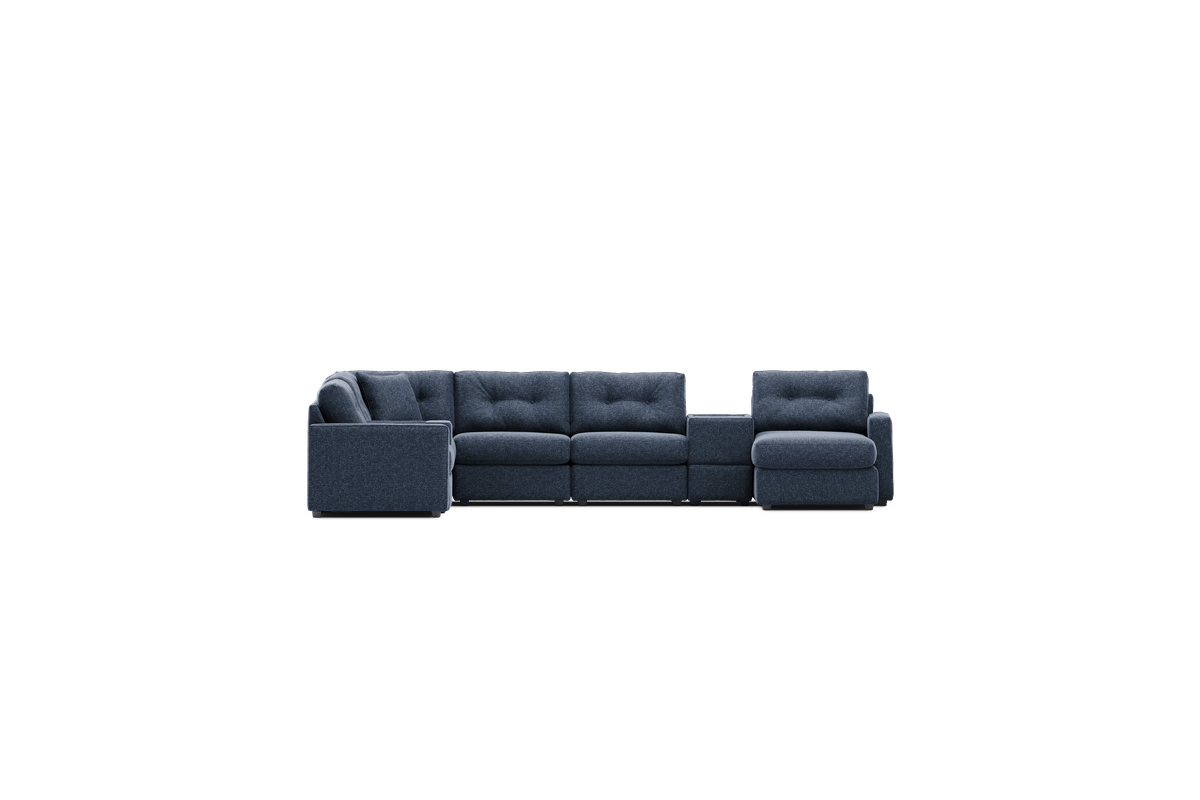 ModularOne Blue 8-Piece Sectional with E-Console & Right Arm Facing Chaise 1