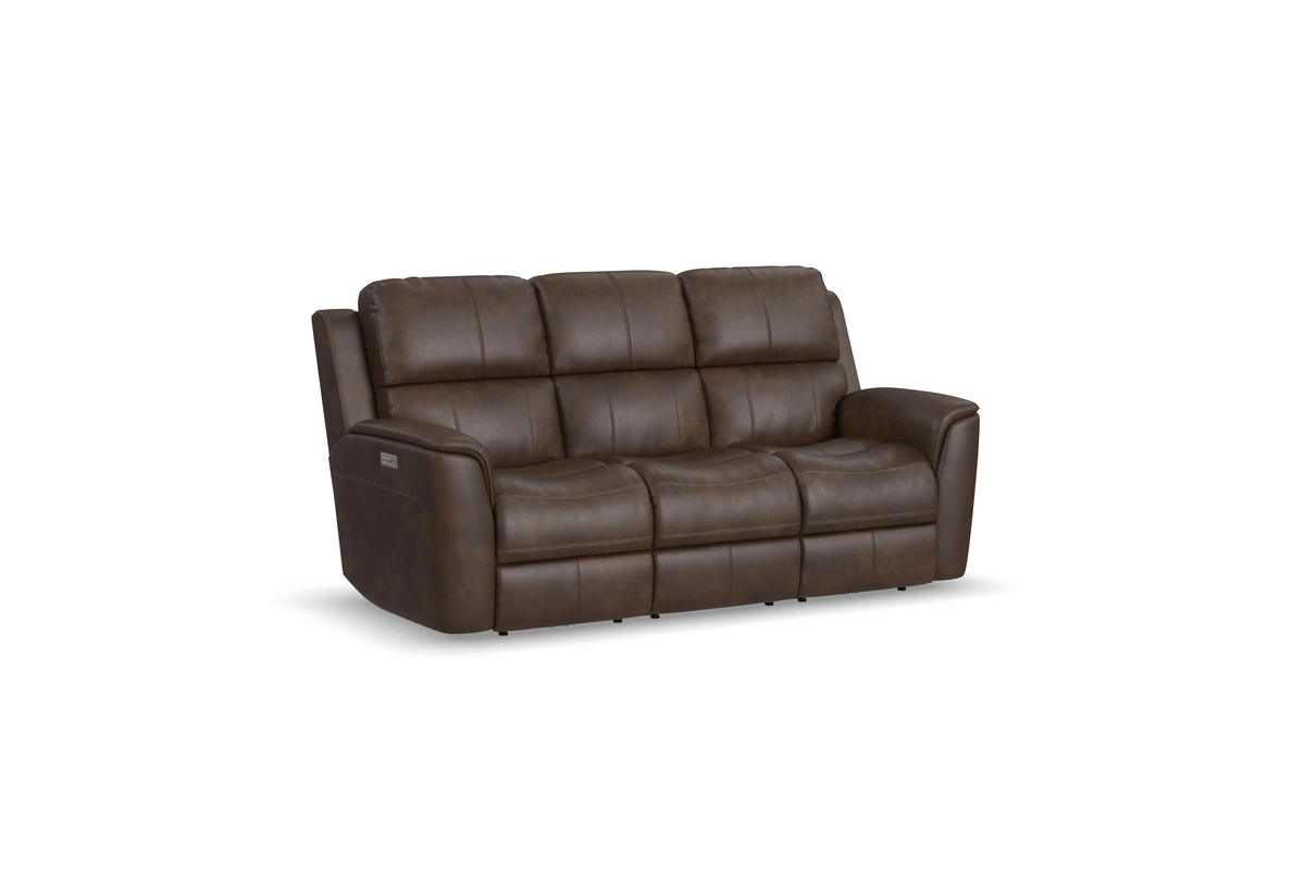 Landry Walnut Leather Triple Power Reclining Sofa 2