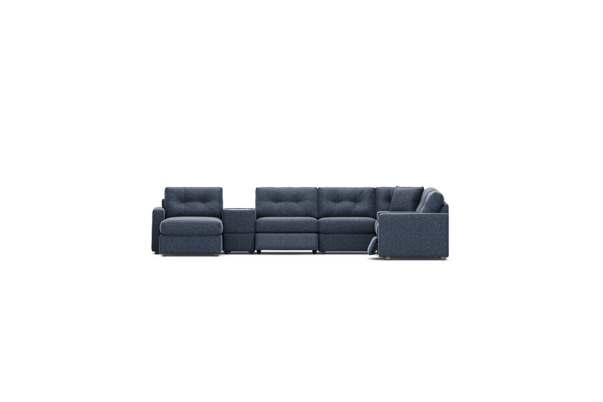 ModularOne Blue 8-Piece Power Reclining Sectional with Left Arm Facing Chaise 1
