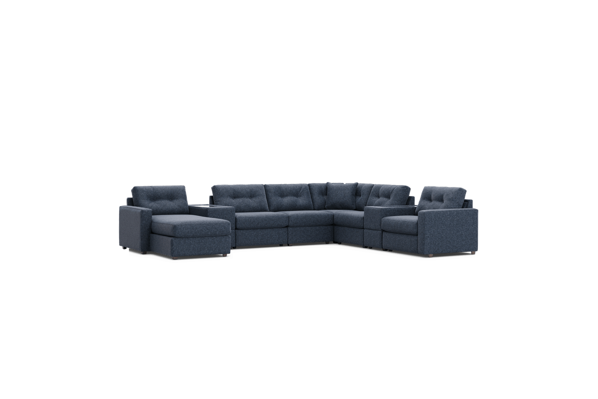 ModularOne Blue 8-Piece Sectional with E-Console & Left Arm Facing Chaise 2