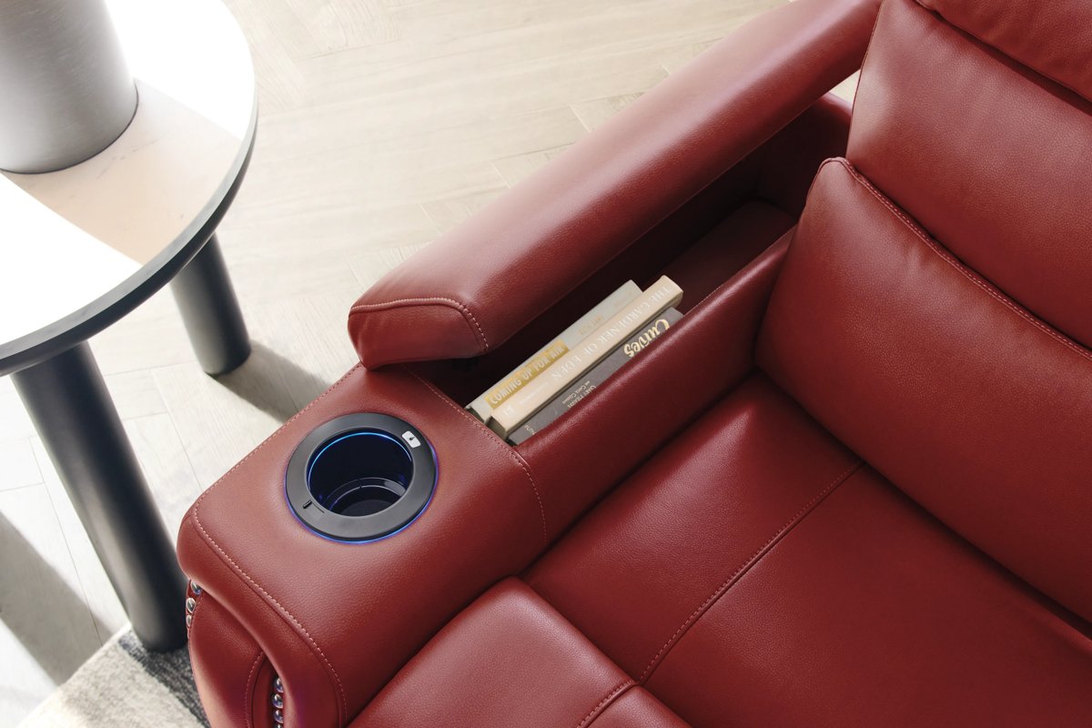 Theory Red Reclining Console Loveseat 12