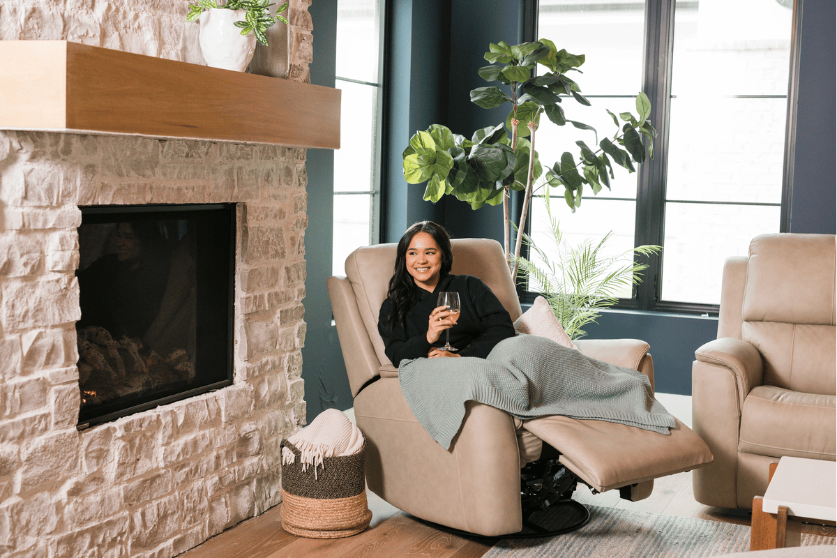 Oliver Beige Triple Power Swivel Glider Recliner 7
