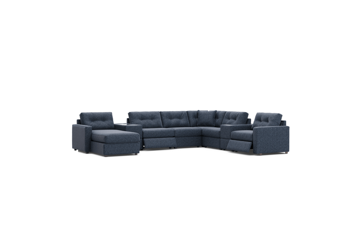 ModularOne Blue 8-Piece Power Reclining Sectional with Left Arm Facing Chaise 2
