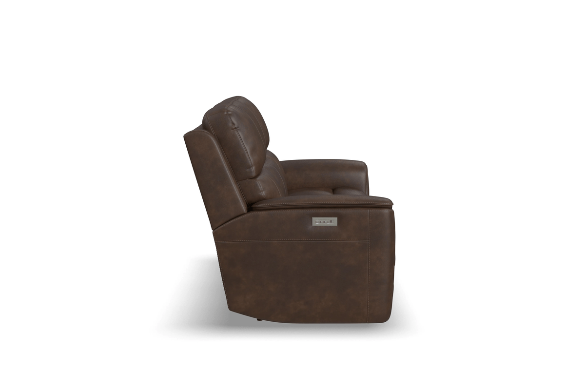 Landry Walnut Leather Triple Power Reclining Sofa 3