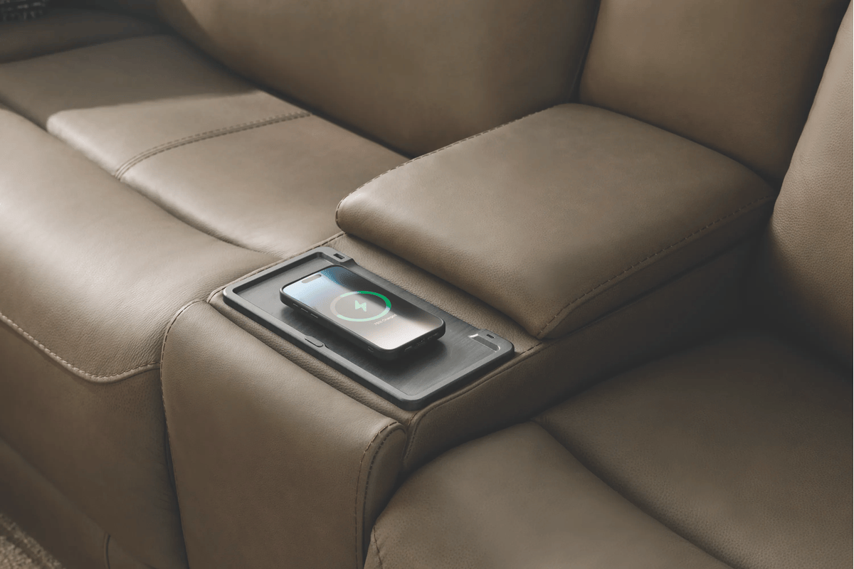 Meridian 6-Piece Dual Power Reclining Leather Sectional with Heat & Massage 20