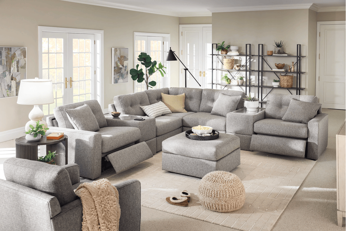 ModularOne Grey 7-Piece Power Reclining Sectional with One E-Console  1