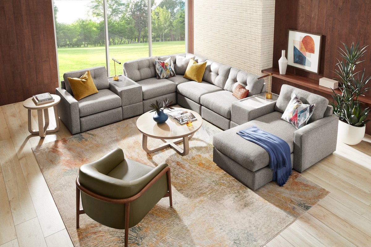 ModularOne Grey 8-Piece Sectional with Right Arm Facing Chaise 1