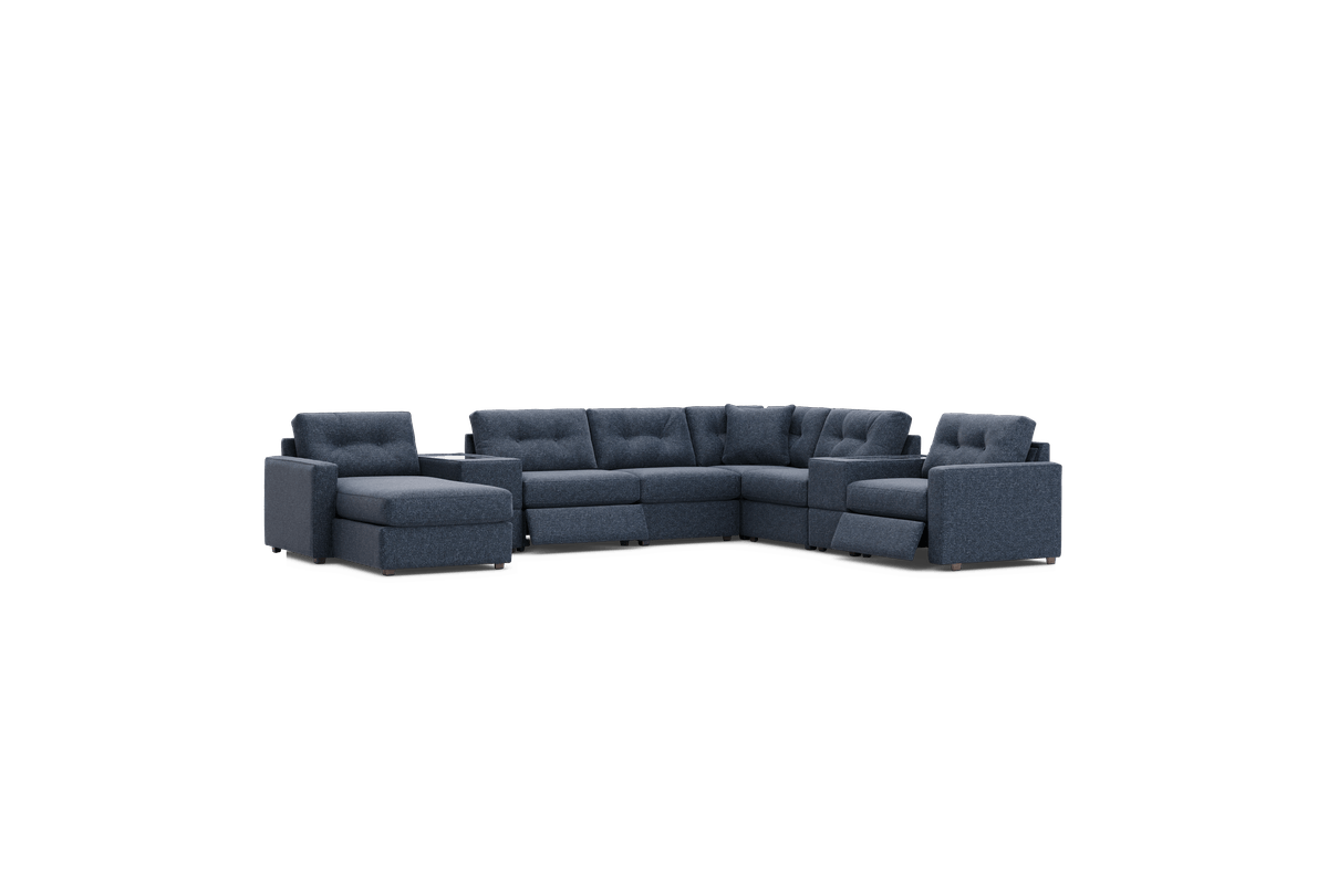 ModularOne Blue 8-Piece Power Reclining Sectional with Left Arm Facing Chaise 4