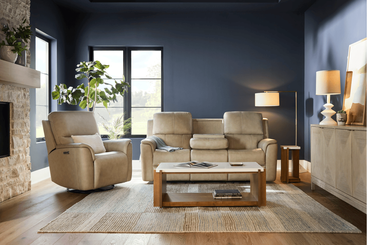 Oliver Beige Leather Triple Power Reclining Sofa  24