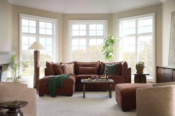 Plush Rust 3-Piece Sectional with Left Arm Facing Chaise 