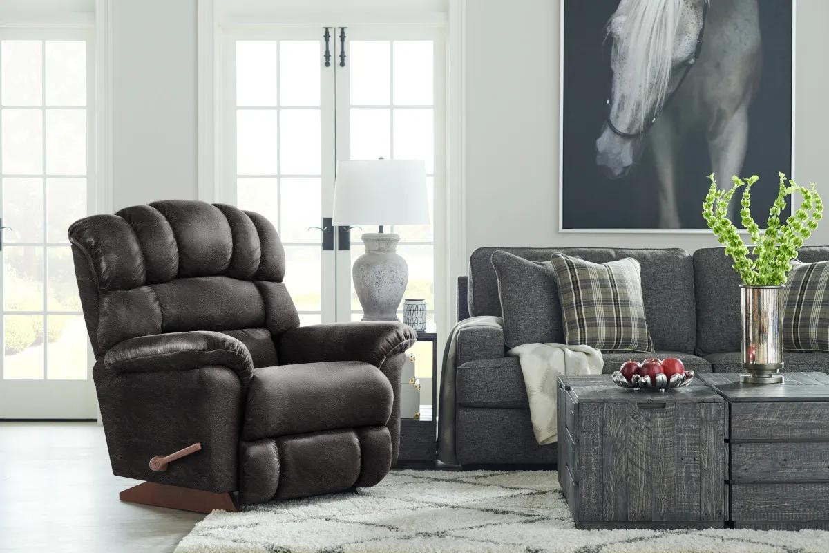 Randell Black Leather Rocker Recliner La-Z-Boy by Shaquille O'neal