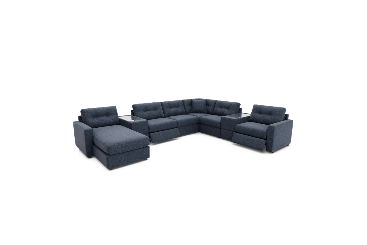 ModularOne Blue 8-Piece Power Reclining Sectional with Left Arm Facing Chaise 6