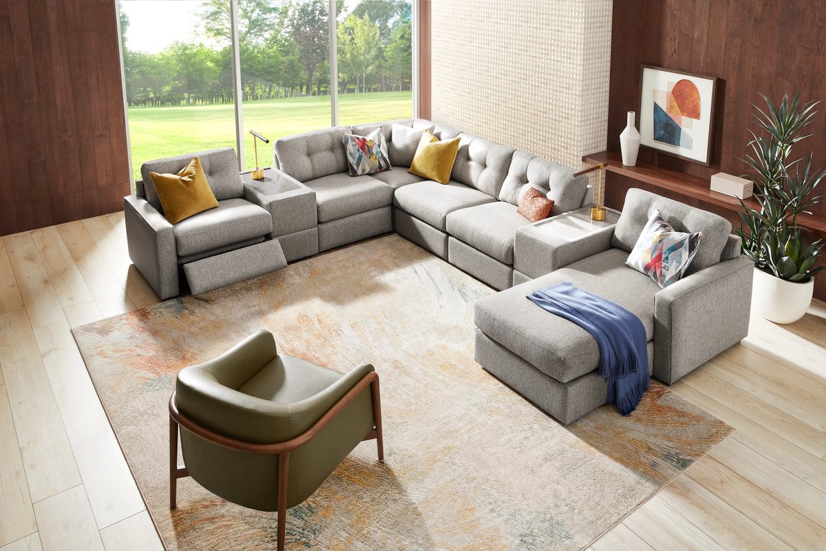 ModularOne Grey 8-Piece Power Reclining Sectional with Right Arm Facing Chaise 1