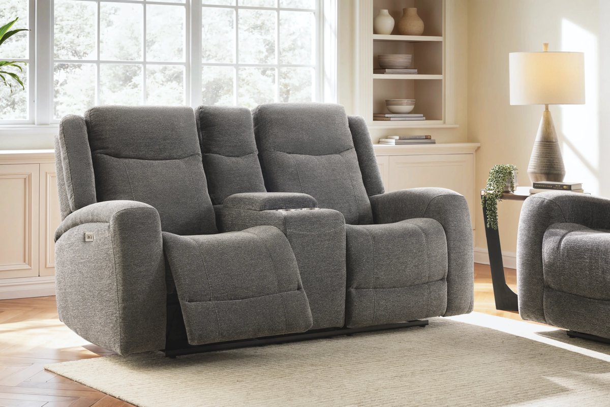 Valor Grey Power Reclining Console Loveseat 2