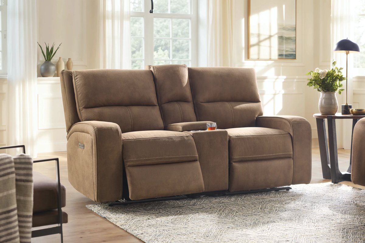 Ironwood Mocha Dual Power Reclining Console Loveseat 2