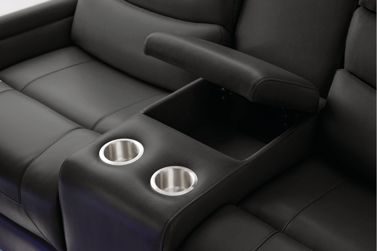 Theory Black Reclining Console Loveseat 16