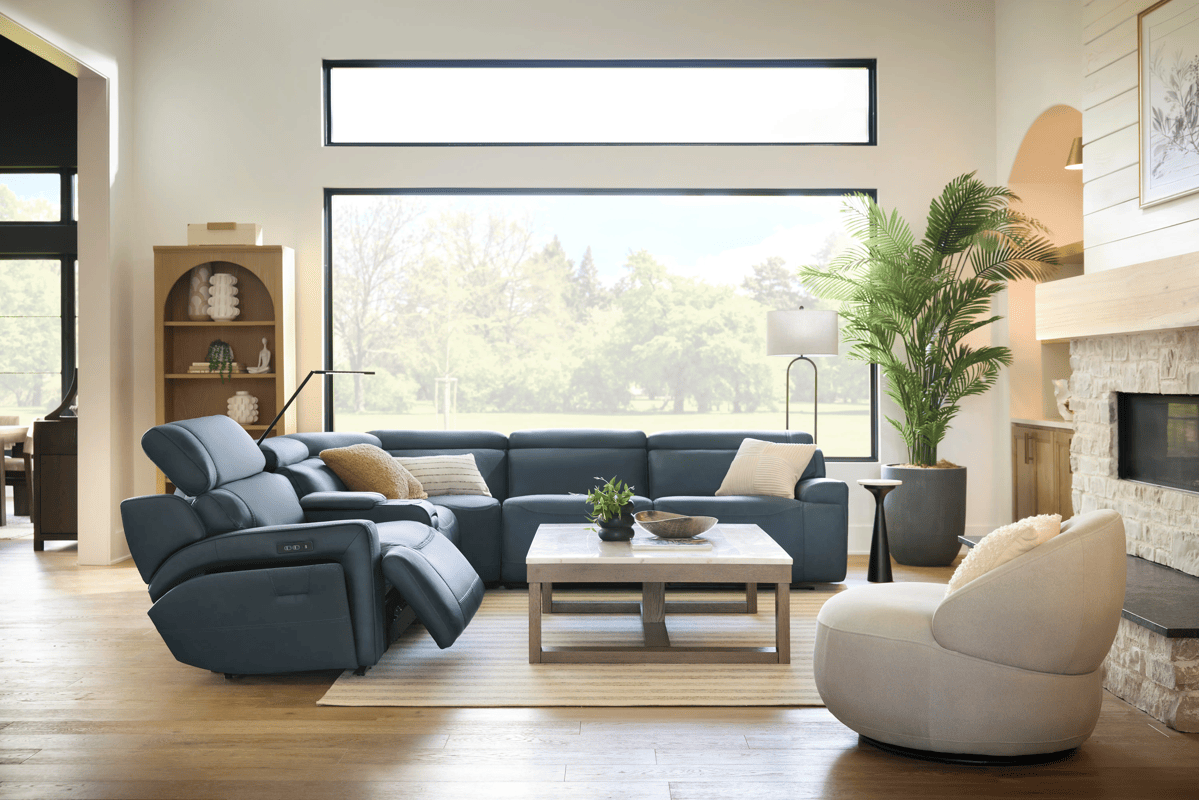 Element Navy Dual Power Reclining 6-Piece Console Sectional  33