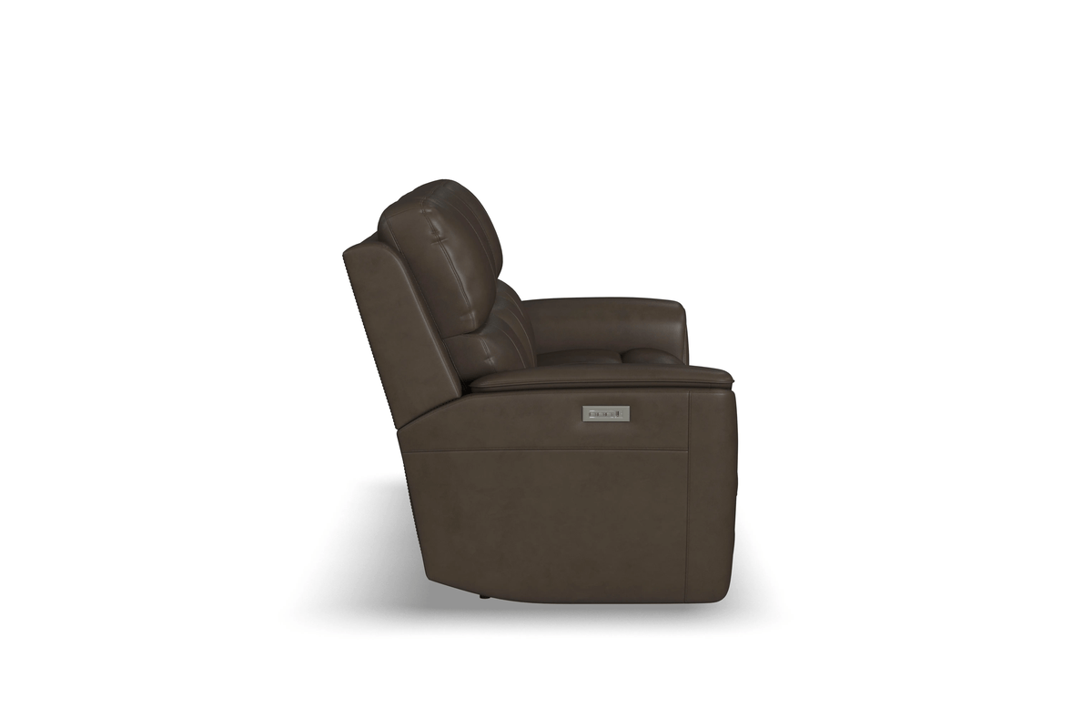 Landry Grey Leather Triple Power Reclining Sofa 3