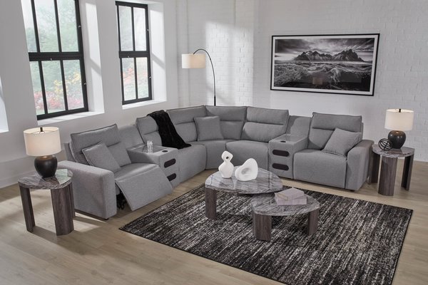ModMotion Grey Dual Power Reclining 5-Piece Sectional 