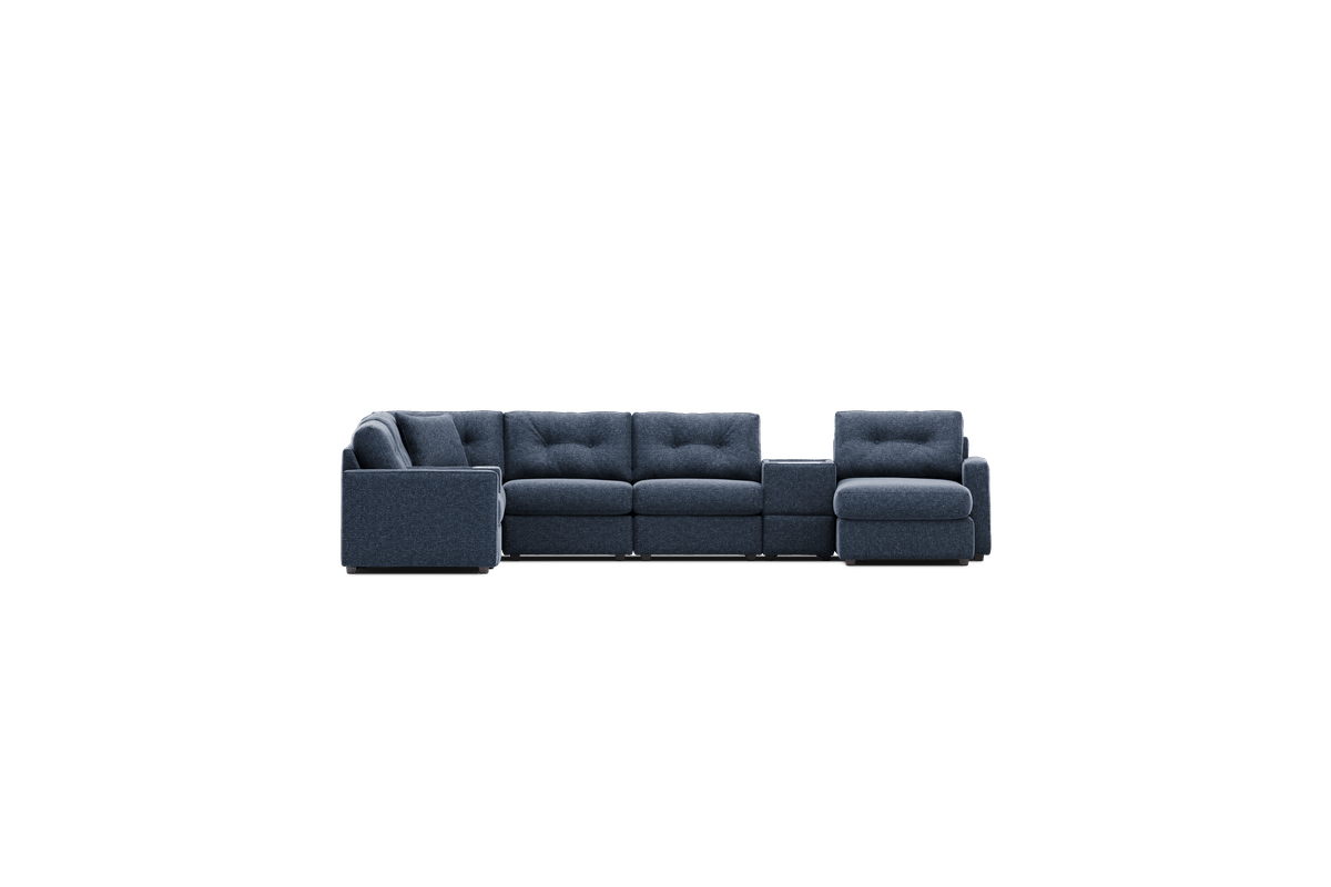 ModularOne Blue 8-Piece Power Reclining Sectional with Right Arm Facing Chaise 1