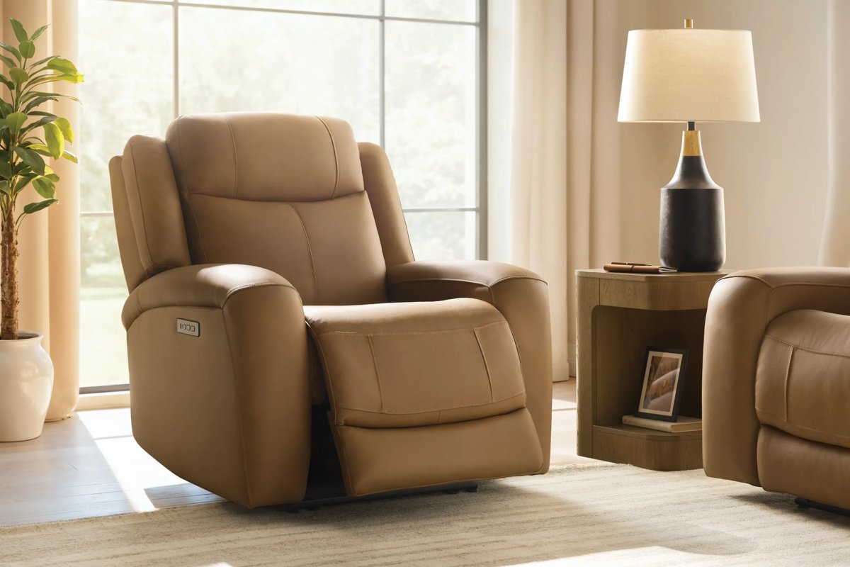 Tucker Leather Antelope Dual Power Recliner 2
