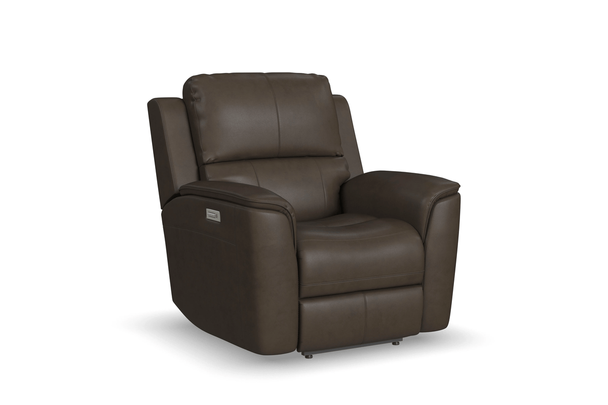 Landry Grey Leather Triple Power Recliner 2