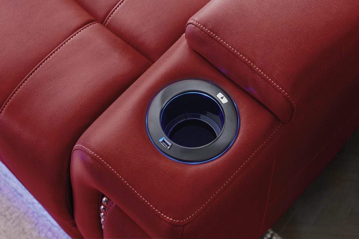 Theory Red Reclining Console Loveseat 13